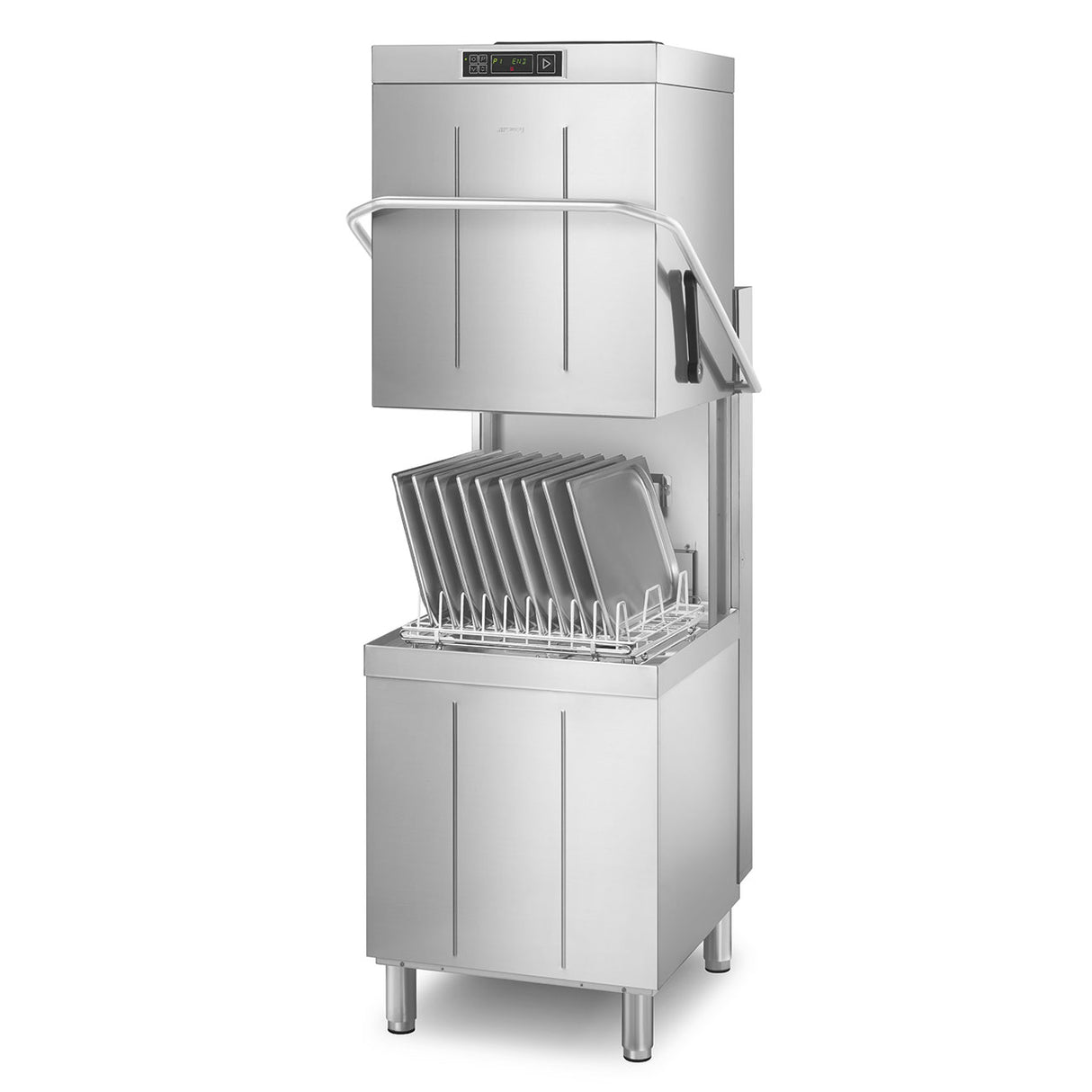 SMEG SPH515HAU Easyline fully insulated passthrough dishwasher with SHR+ - Steam Heat Recovery 9.7 kW Three phase (6.7 kW optional) - 500x500 basket Electronic control- 3 cycles