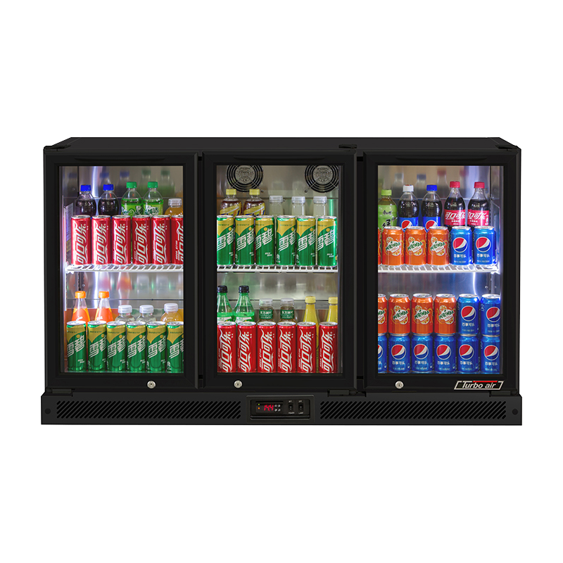Turbo Air 3 Glass Door Back Bar Fridge Black 1300mm TB13-8H-SWBBB-N - Whisk Hospitality - TB13-8H-SWBBB-N