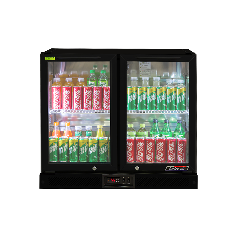 Turbo Air 2 Glass Door Back Bar Fridge Black 900mm TB9-8H-SWBBB-N - Whisk Hospitality - TB9-8H-SWBBB-N