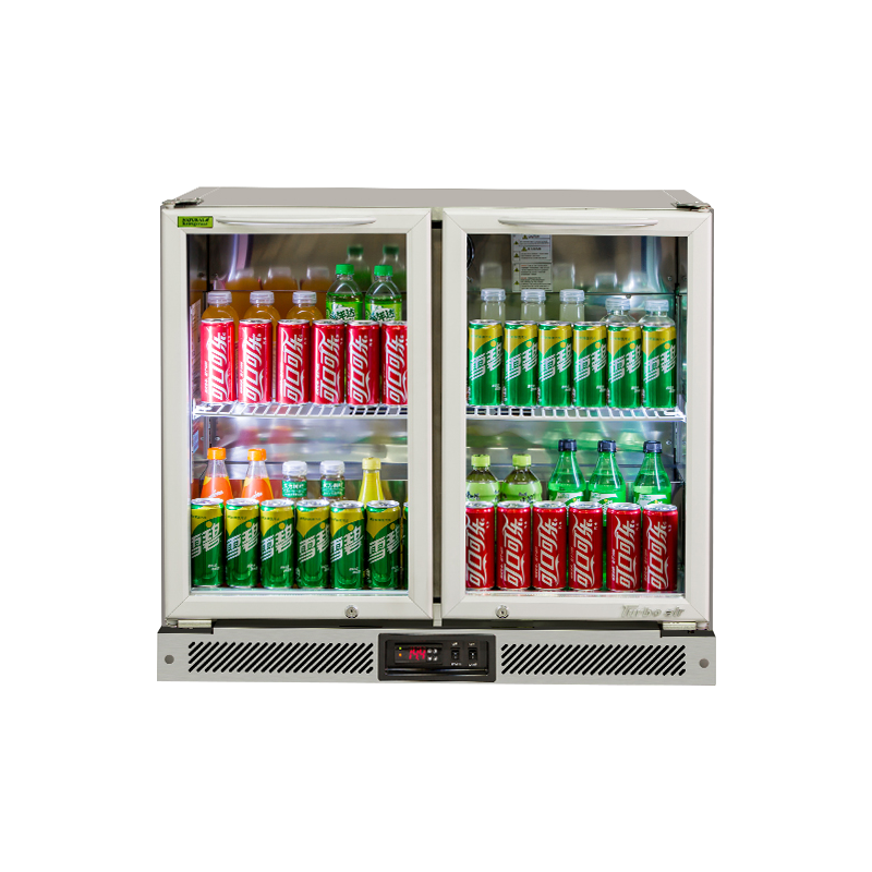 Turbo Air 2 Glass Door Back Bar Fridge Stainless Steel 900mm TB9-8H-SWSSS-N - Whisk Hospitality - TB9-8H-SWSSS-N