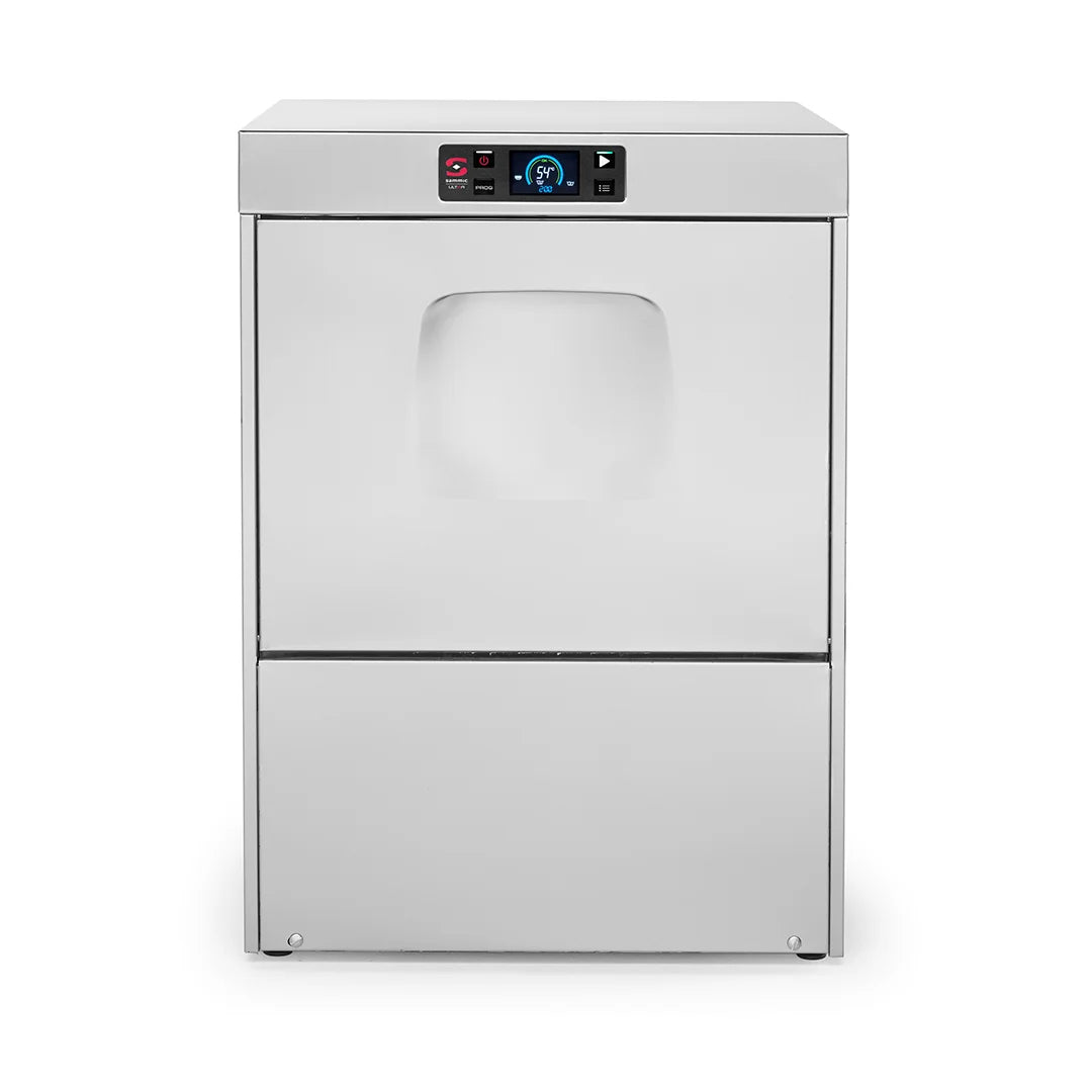 Sammic undercounter dishwasher with drain pump and detergent/rinse aid dosing equipment. multiphase unit - 15a standard - 3phase on request