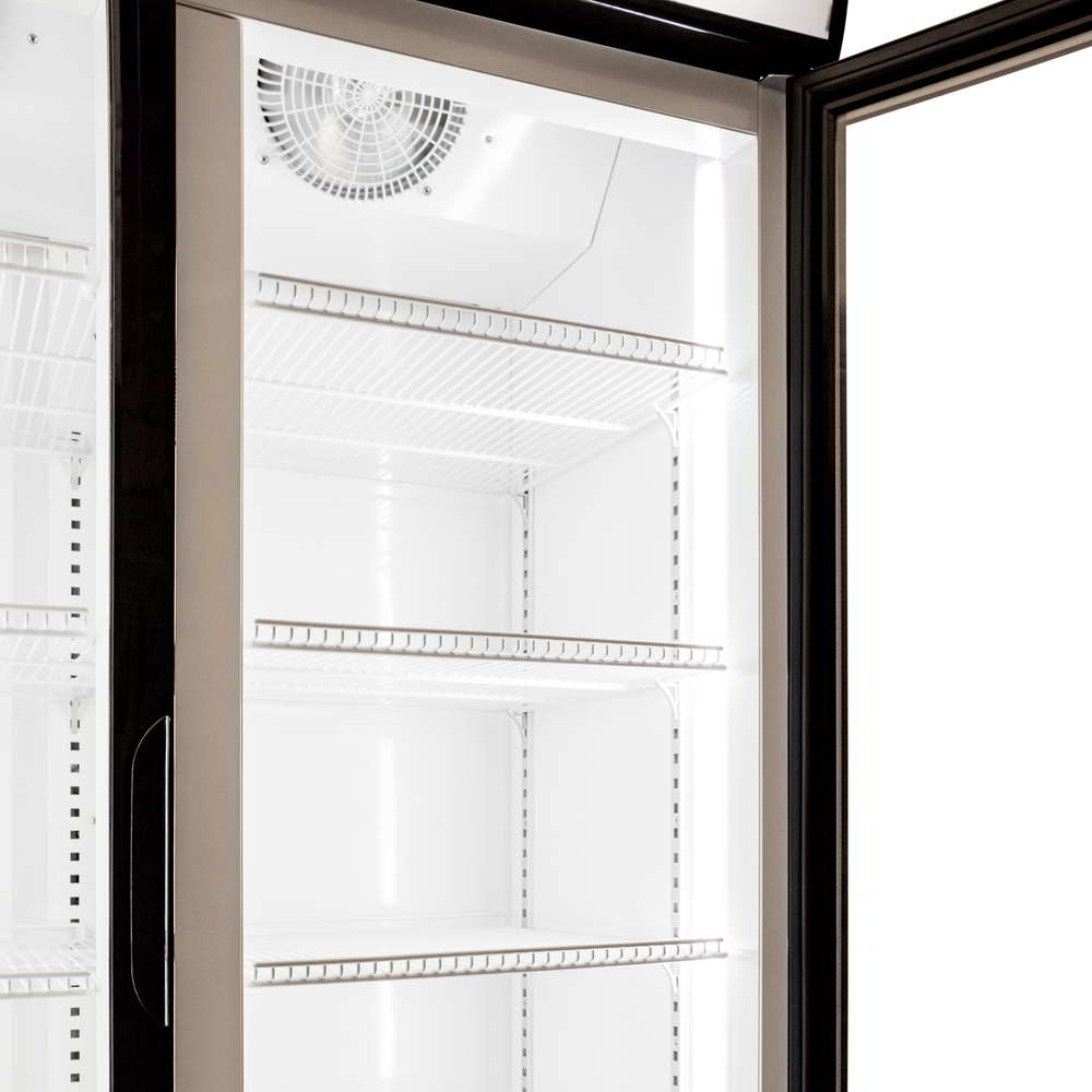 1000L Double Door Upright Display Fridge - Glass Door