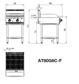 Cookrite 600 MM RADIANT CHAR GRILLS NG AT80G6C-F-NG