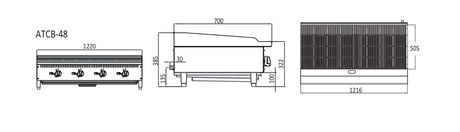 Cookrite 1220MM CHAR ROCK BROILER W1220 X D700 X H385 | COOKRITE 1 ATCB-48-LPG