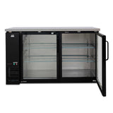 Two Door Commercial Glass Door Bar Fridge with Stainless Steel Counter