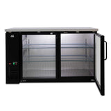 Two Door Commercial Glass Door Bar Fridge with Stainless Steel Counter