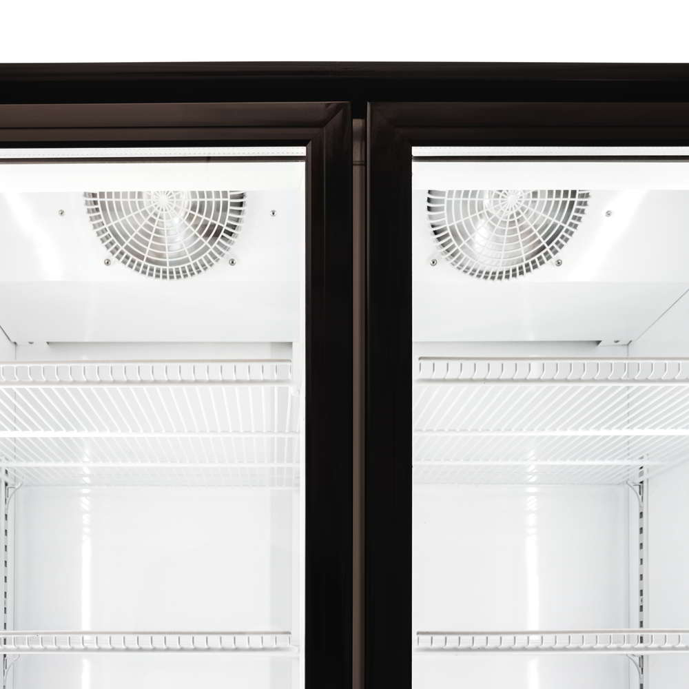 1000L Double Door Upright Display Fridge - Glass Door