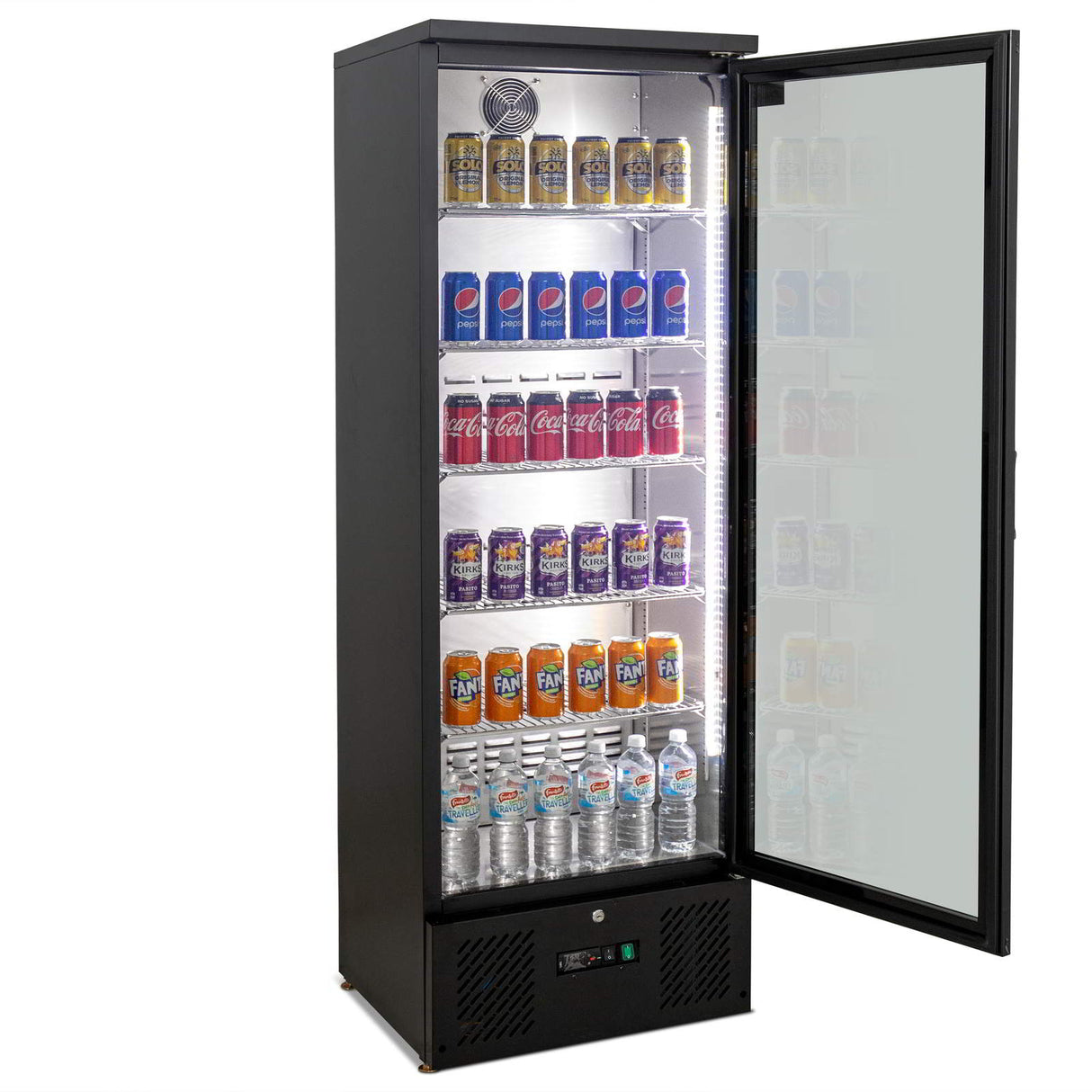 300L Upright Glass Door Display / Backbar Fridge - Black