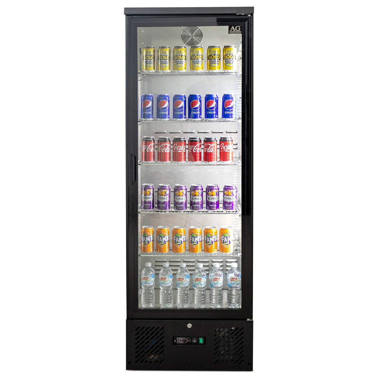 300L Upright Glass Door Display / Backbar Fridge - Black