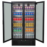 477L Upright Double Glass Door Display / Backbar Fridge - Black