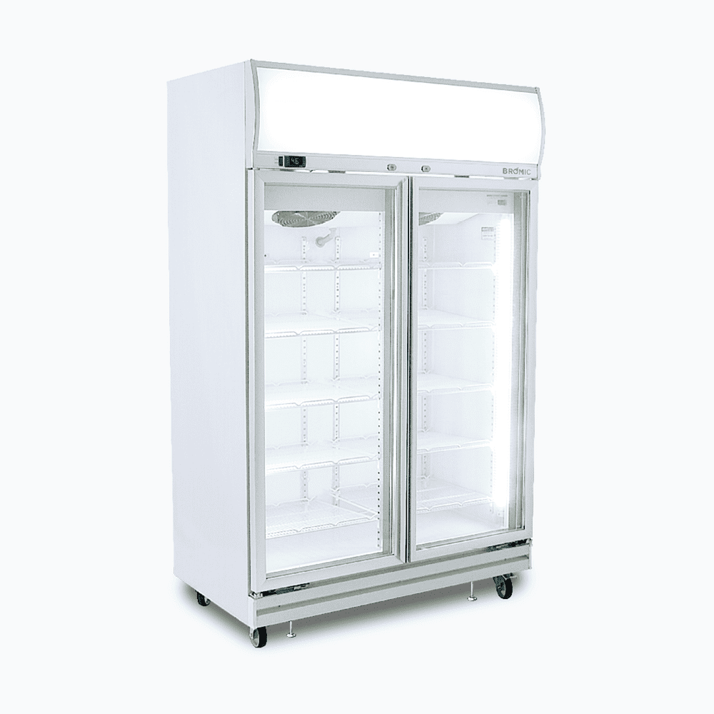 Upright Display Fridge - 976L - 2 Doors - Flat Glass - Lightbox