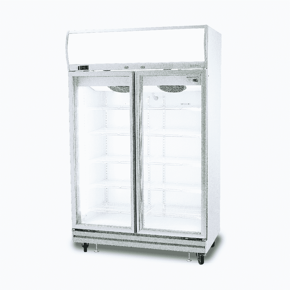 Upright Display Fridge - 976L - 2 Doors - Flat Glass - Lightbox