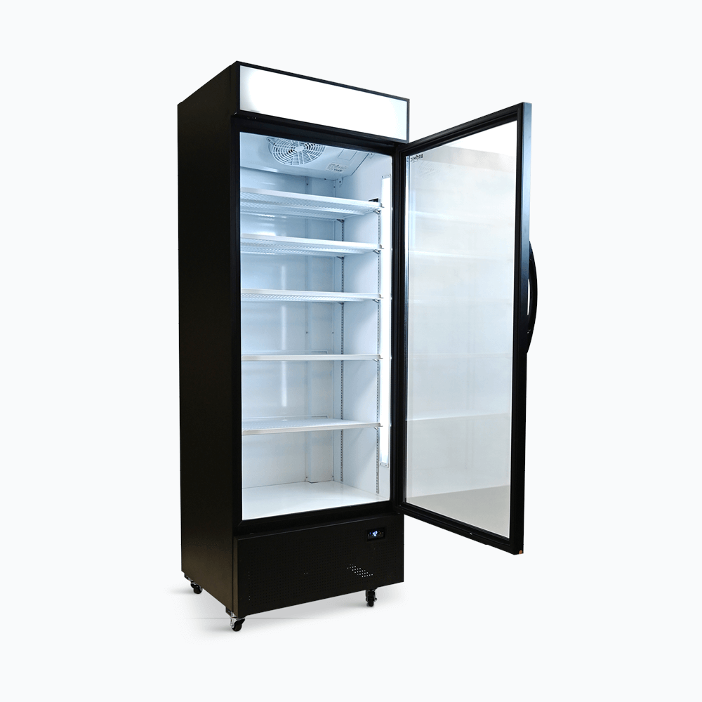 Upright Display Fridge - 659L - 1 Door - Flat Glass - Lightbox