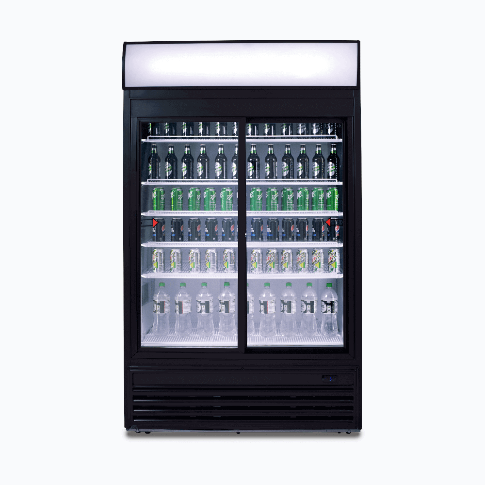 Bromic Upright Display Fridge  - 945L - 2 Doors - Sliding - Flat Glass - Lightbox