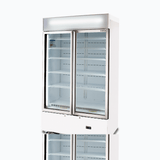 Upright Display Fridge - 960L - 2 Doors - Flat Glass - Cassette - White