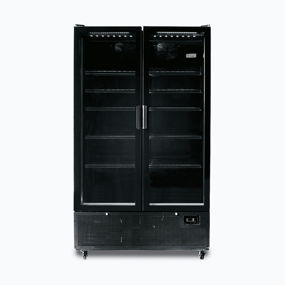 Bromic Upright Display Fridge - 1126L - 2 Door - Flat Glass - Black