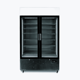 Upright Display Fridge - 1082L - 2 Door - Flat Glass - Lightbox - Black