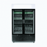 Upright Display Fridge - 1082L - 2 Door - Flat Glass - Lightbox - Black