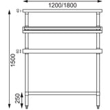 Vogue Prep Station St/St - 1200x600x1500mm 47 1/4 x23 1/2 x59" CB908