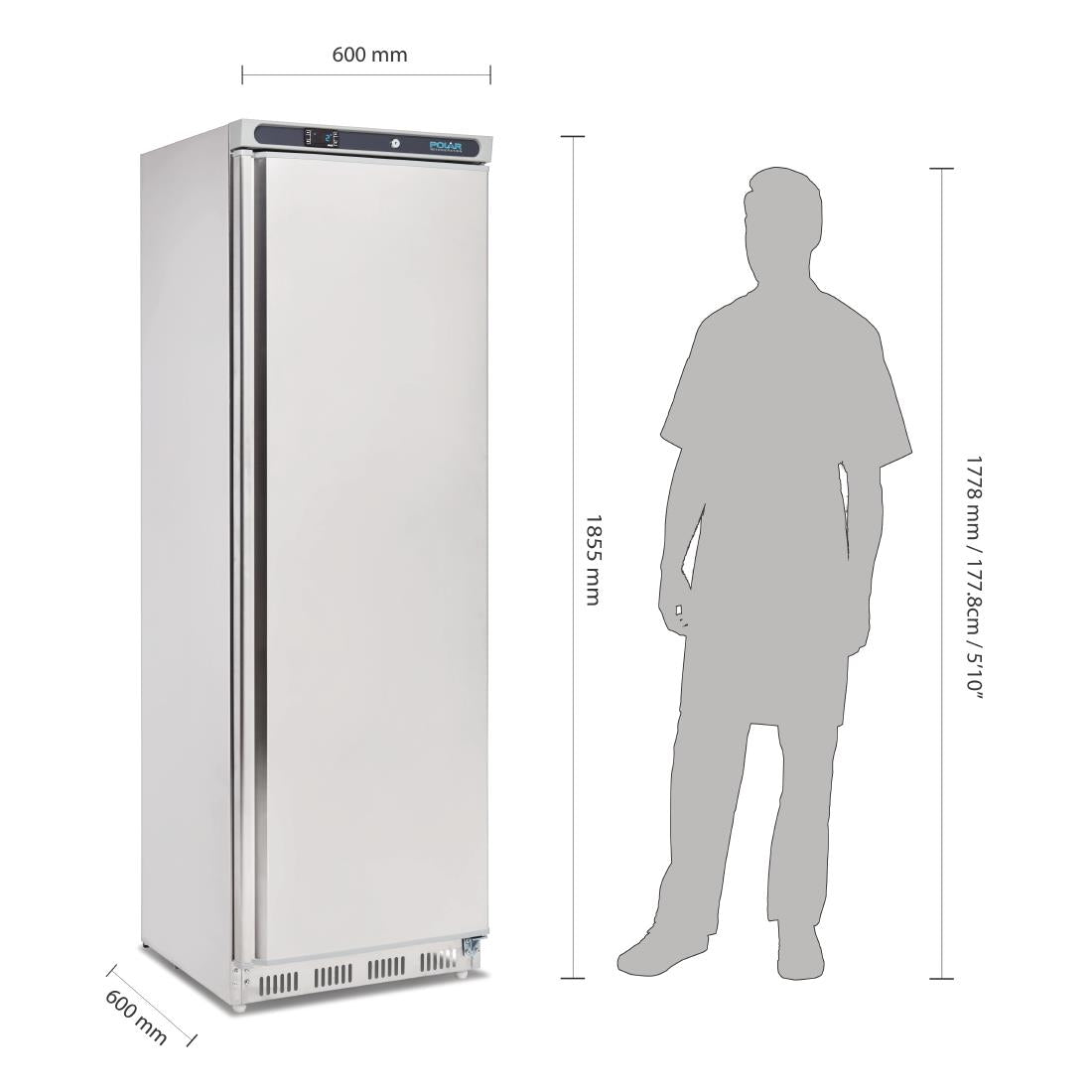 Polar C-Series Stainless Steel Upright Fridge - 400Ltr CD082-A