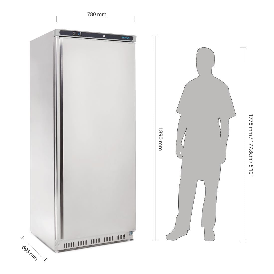 Polar C-Series Stainless Steel Upright Fridge - 600Ltr CD084-A