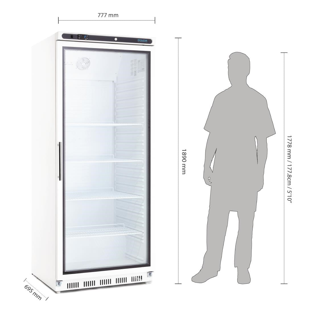 Polar C-Series Upright Display Fridge White 600Ltr CD088-A