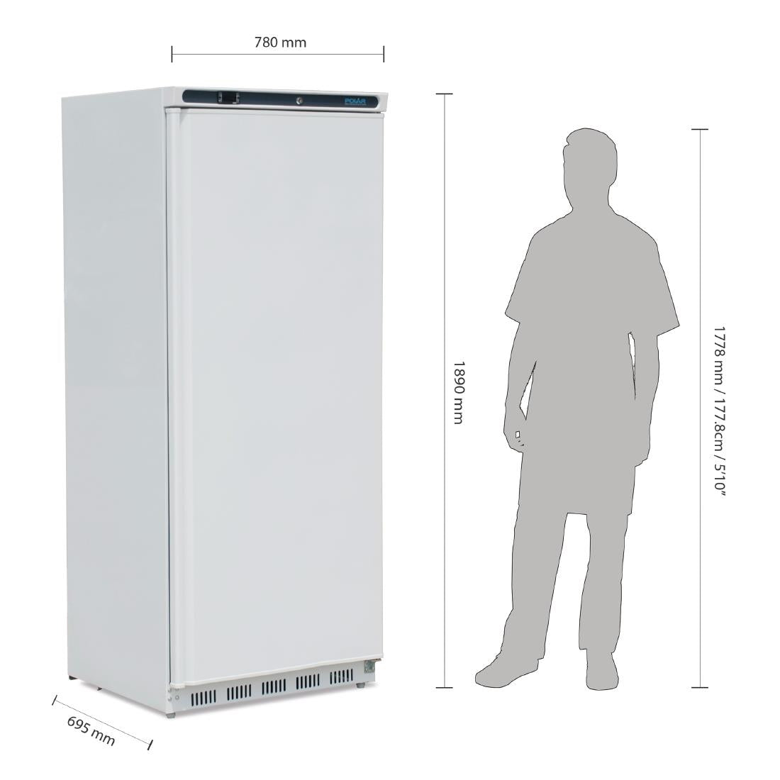 Polar C-Series Upright Fridge White 600Ltr CD614-A