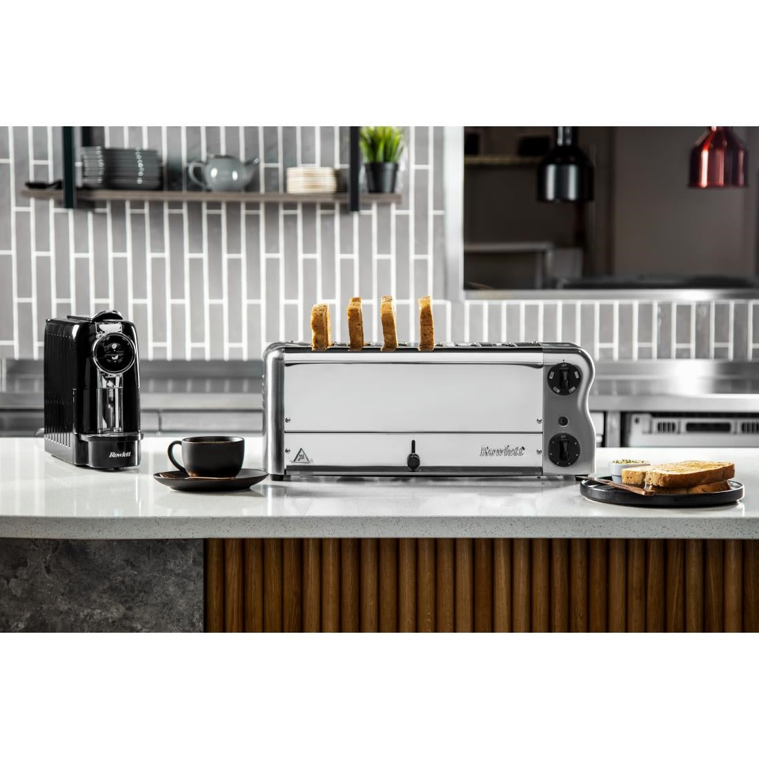 Rowlett Esprit 6 Slot Toaster Chrome with Elements & Sandwich Cage CH185-A