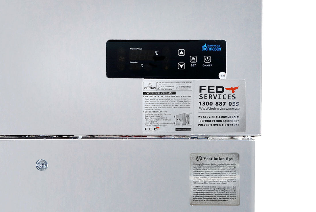 TROPICAL Thermaster 2 x Half door SS Fridge - SUC500