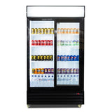 1000L Double Sliding Door Upright Display Fridge - Glass Door