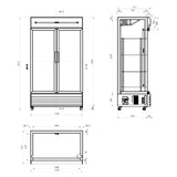 AG 1000L Double Door Upright Display Fridge - Glass Door CU1000TNG