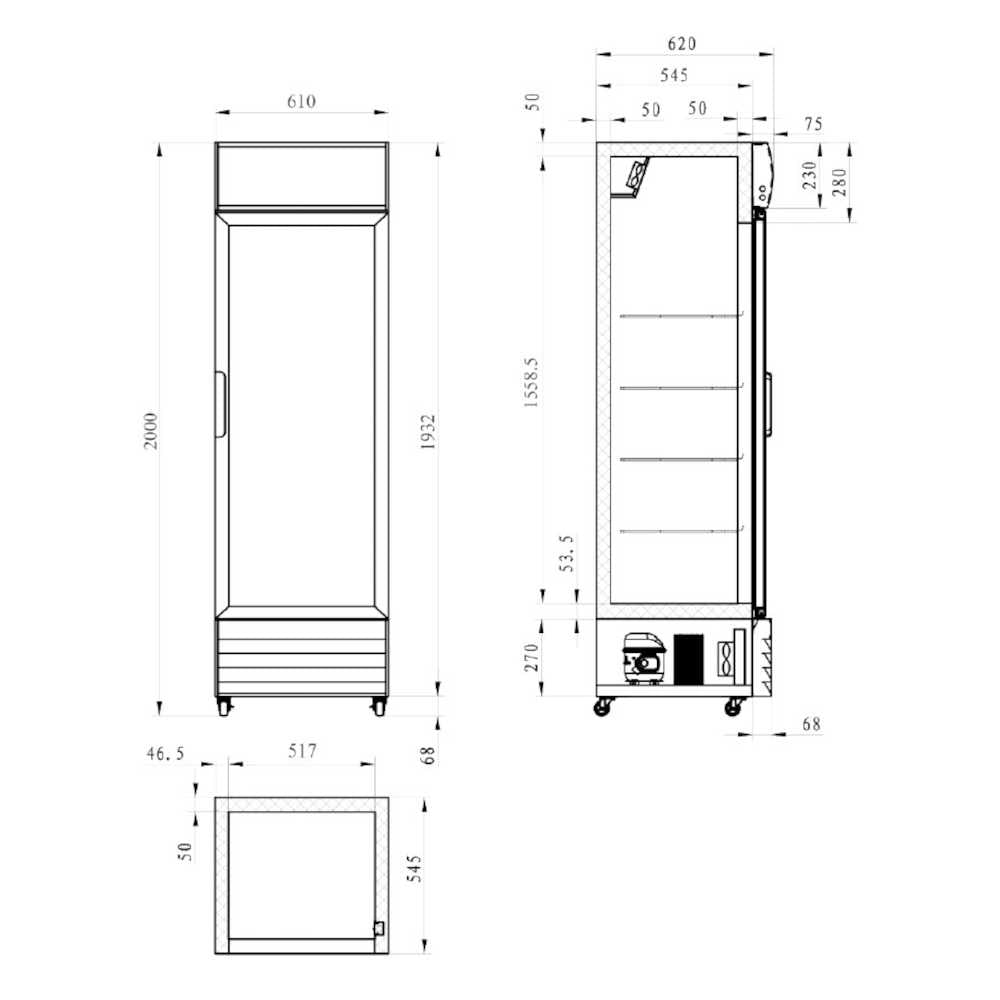 420 Litre Single Door Upright Display Fridge - Glass Door