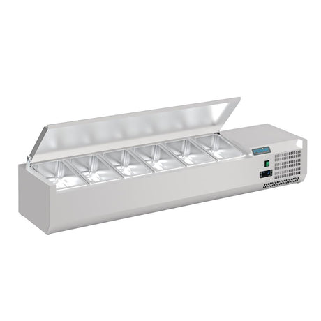 Polar G-Series Refrigerated Servery Topper with Lid St/St - 6x GN 1/4 1.4m DA680-A