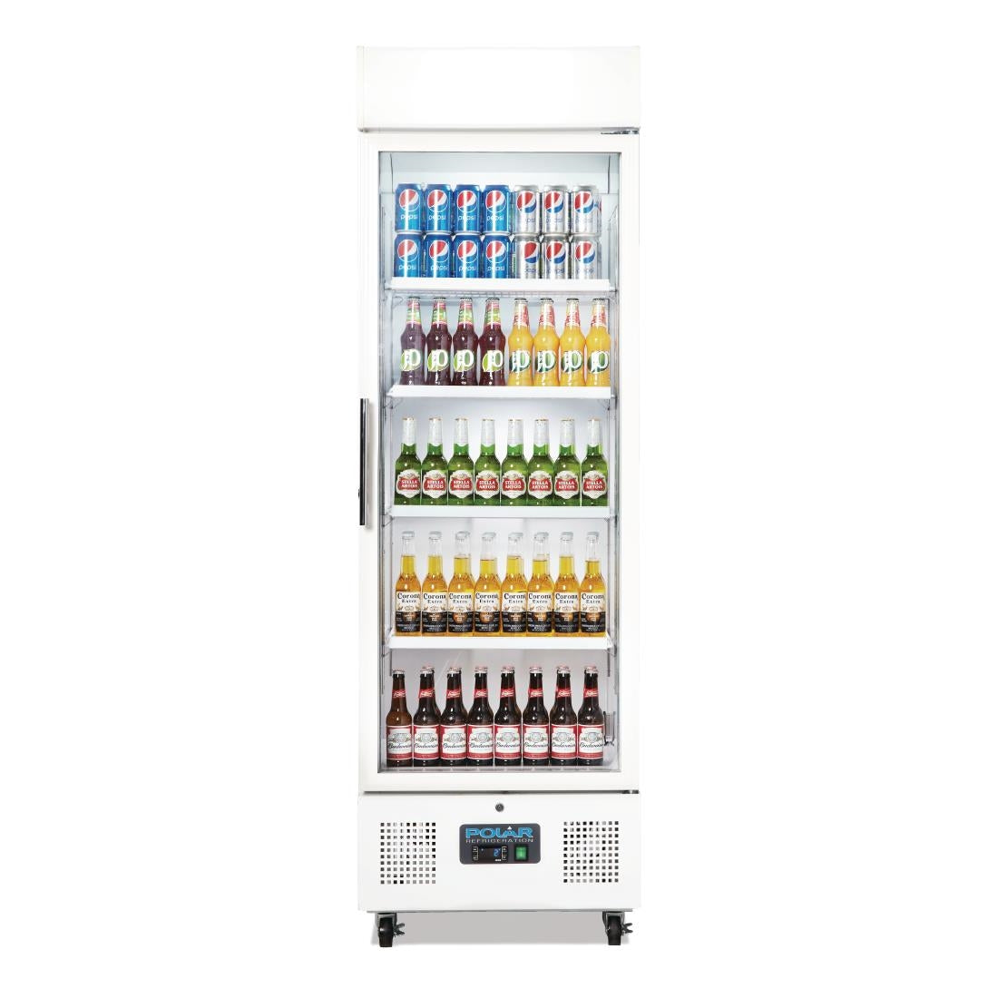 Polar G-Series Upright Display Fridge White - 350Ltr DM076-A