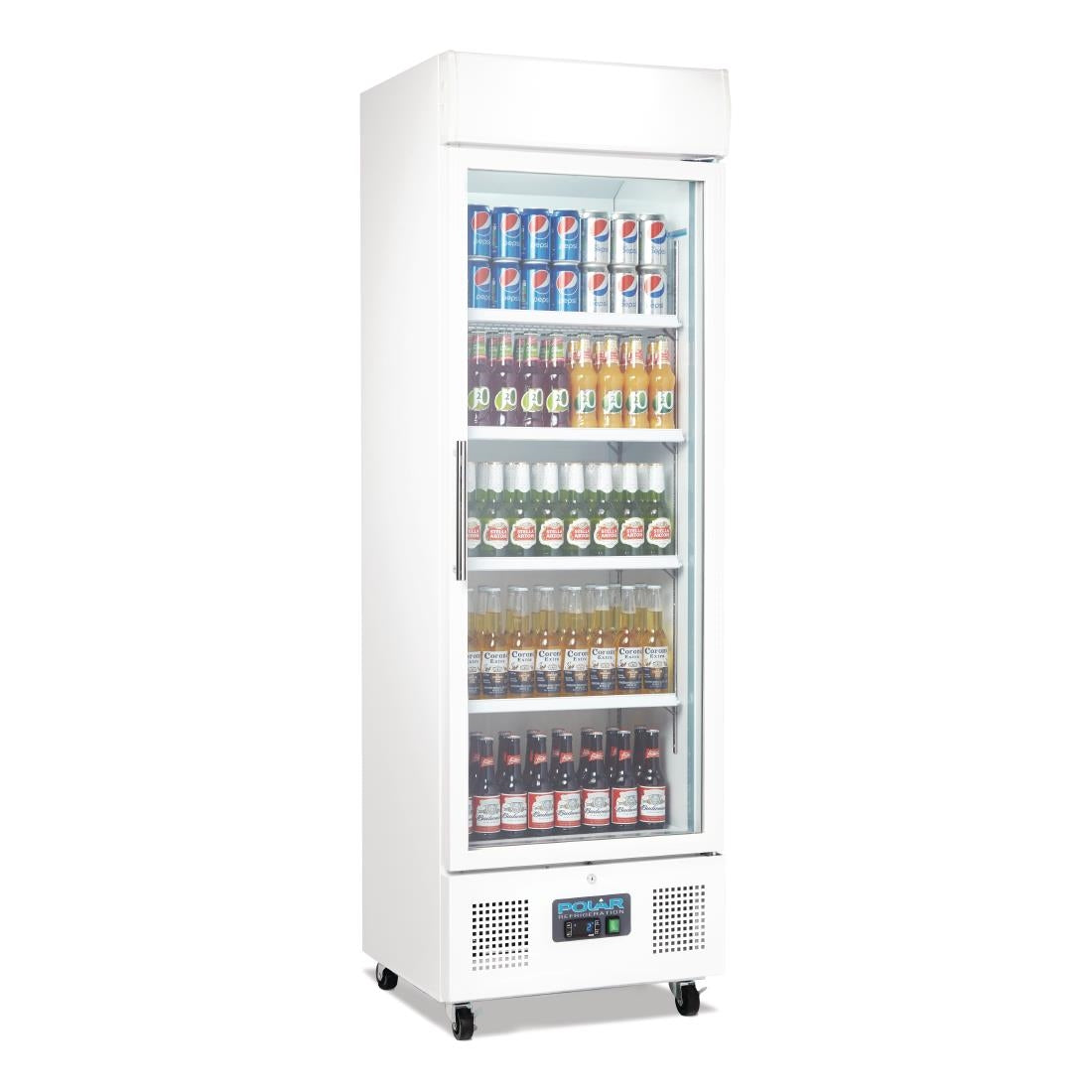 Polar G-Series Upright Display Fridge White - 350Ltr DM076-A