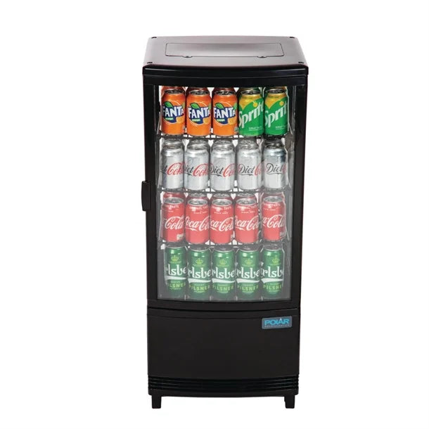 Polar C-Series Curved Door Countertop Black Display Fridge â€“ 86L - CX574-A