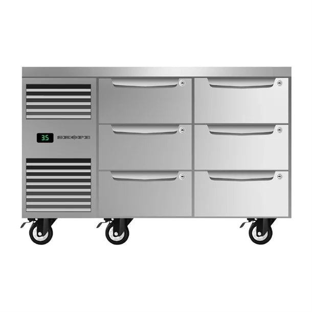 SKOPE Six Drawer, Two Bay, Underbench GN 1/1 Fridge