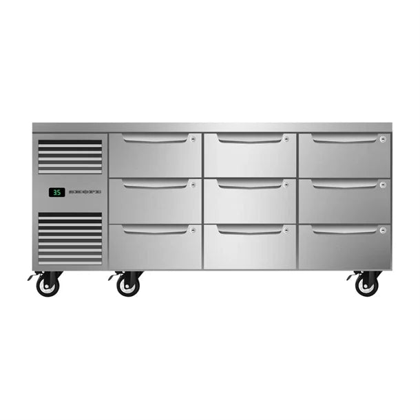 SKOPE Nine Drawer, Three Bay, Underbench GN 1/1 Fridge