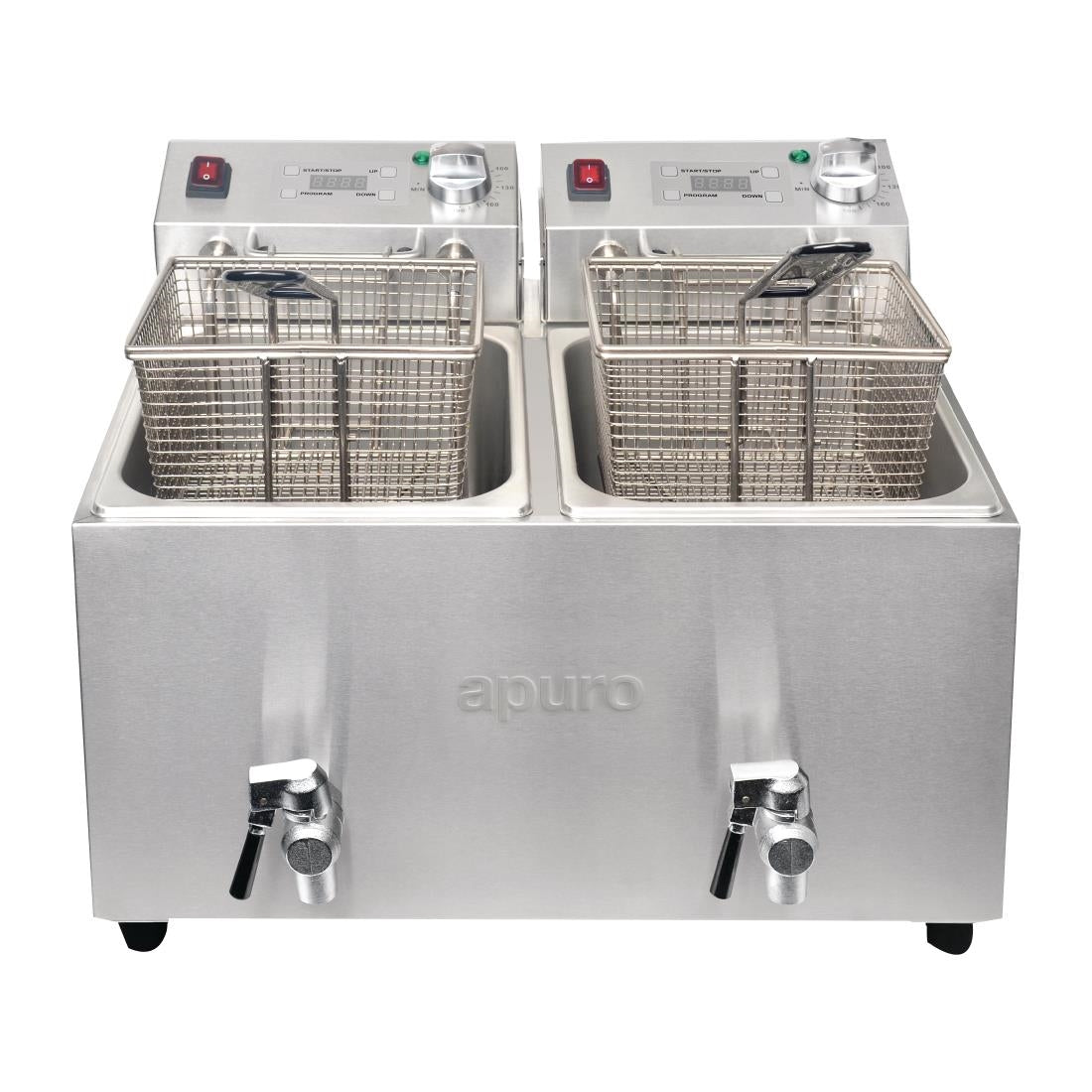 Apuro Double Fryer - 2x8Ltr 2.9kW with Timer FC375-A