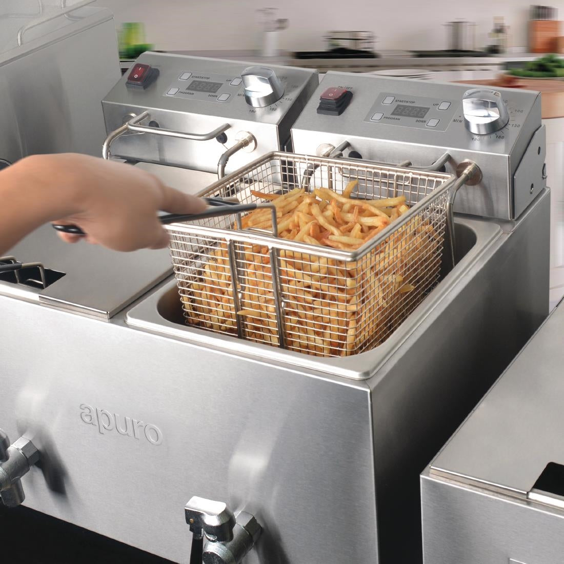 Apuro Double Fryer - 2x8Ltr 2.9kW with Timer FC375-A