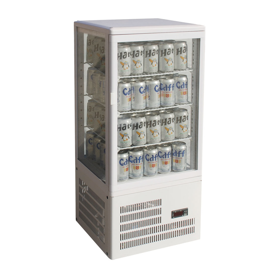 Thermaster Four-Sided Countertop Beverage Display Fridge White TCBD68W