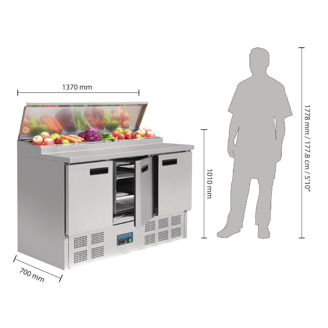 Polar G-Series Pizza Prep Counter Fridge 390Ltr G605-A