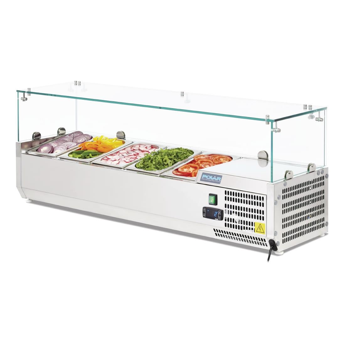 Polar G-Series Countertop Prep Fridge 5x 1/4GN with Glass Sneeze guard