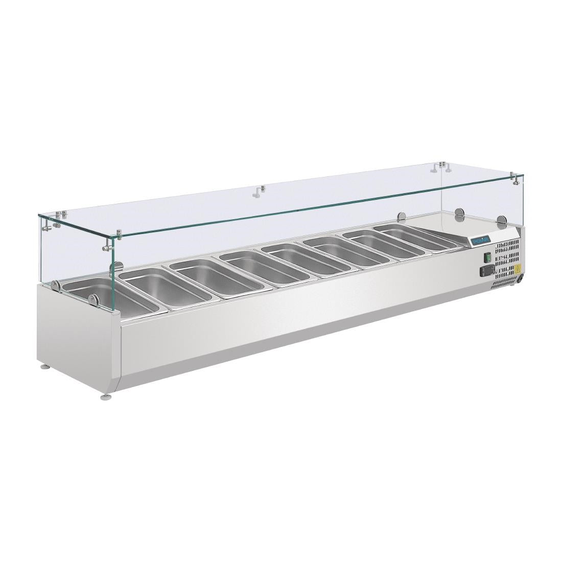 Polar G-Series Countertop Prep Fridge 8x 1/4GN with Glass Sneeze guard G610-A