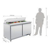 Polar U-Series Double Door Prep Counter Fridge - 527Ltr GD883-A