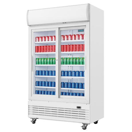 Polar G-Series Upright Display Cooler with Light Box Sliding Door - 950Ltr GE581-A