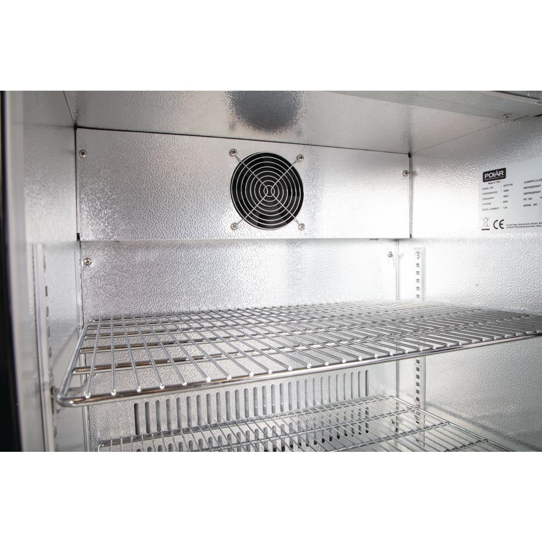 Polar G-Series Back Bar Cooler with Single Solid Hinged Door Black - 850mm