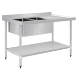 Vogue Double Bowl Sink R/H Drainer - 1500mm (90mm Drain) HC904