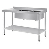 Vogue Double Bowl Sink L/H Drainer - 1500mm (90mm Drain) HC905