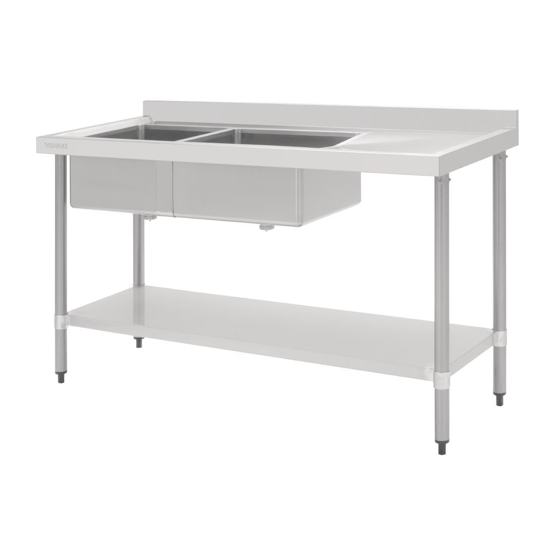 Vogue Double Bowl Sink R/H Drainer - 1800mm (90mm Drain) HC907